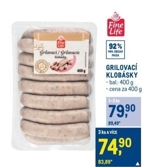 Grilovací klobása Fine Life