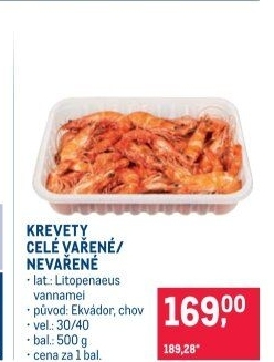 Krevety vařené