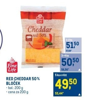 Sýr Cheddar red 50% Fine Life