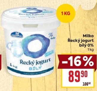 Bílý jogurt řecký 0% Milko