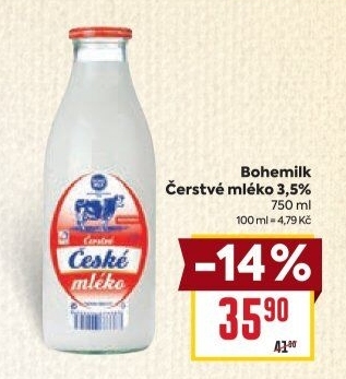 Mléko čerstvé Bohemilk - 3,5% plnotučné