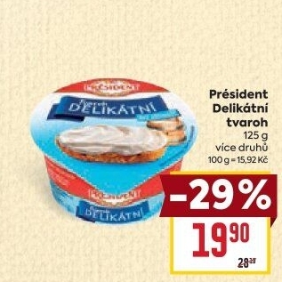 Tvarohové pomazánky Delikátní Président