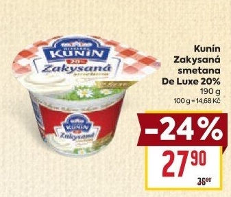 Zakysaná smetana de luxe Mlékárna Kunín 20%