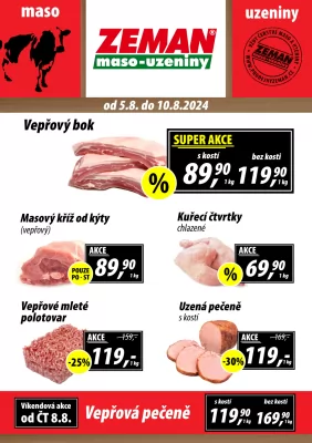 akční leták ZEMAN maso - uzeniny 5.8.2024-10.8.2024