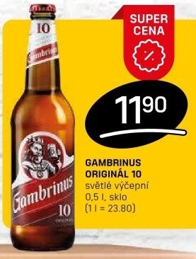 Pivo světlé výčepní Originál 10° Gambrinus