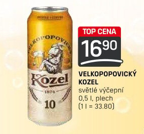 Pivo světlé výčepní 10°Velkopopovický Kozel