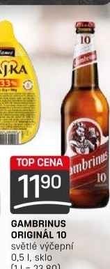 Pivo světlé výčepní Originál 10° Gambrinus