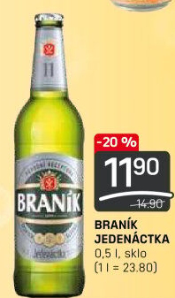 Pivo světlý ležák 11° Jedenáctka Braník