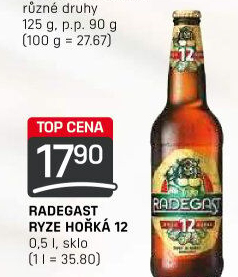 Pivo světlý ležák 12° Ryze hořká Radegast
