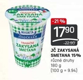 Smetana zakysaná Jihočeská Madeta 15%