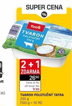 Tvaroh polotučný 3,5% Tatra