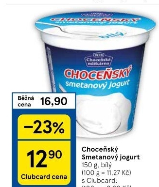 Bílý jogurt smetanový Choceňský