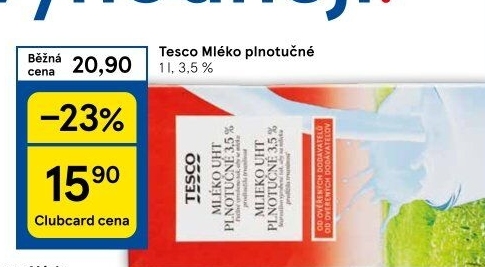 Mléko trvanlivé Tesco - 3,5% plnotučné