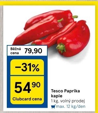 Paprika červená kapie Tesco