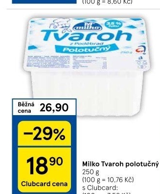 Tvaroh polotučný z Poděbrad Milko