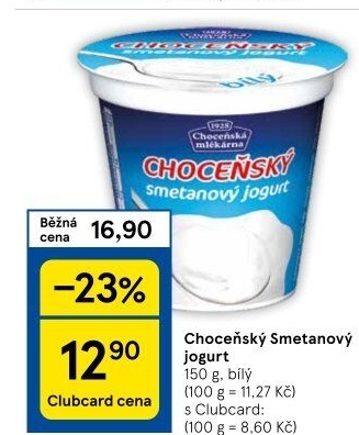 Bílý jogurt smetanový Choceňský
