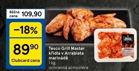 Kuřecí křídla marinovaná Arrabiata Grill Master Tesco