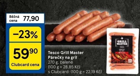 Párečky na gril Grill Master Tesco