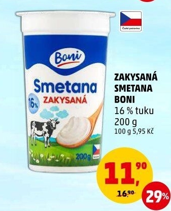 Smetana zakysaná Boni 16%
