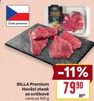Hovězí steak ze svíčkové Billa Premium