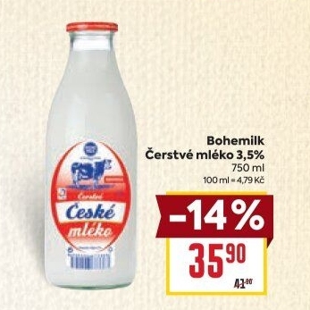 Mléko čerstvé Bohemilk - 3,5% plnotučné