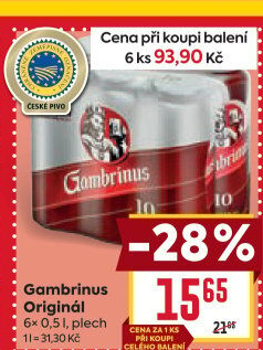 Pivo světlé výčepní Originál 10° Gambrinus