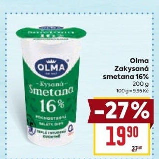 Smetana zakysaná Olma 16%