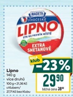 Tavený sýr Jihočeské Lipno Madeta