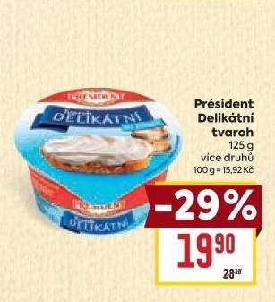 Tvarohové pomazánky Delikátní Président