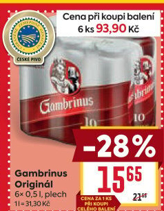 Pivo světlé výčepní Originál 10° Gambrinus