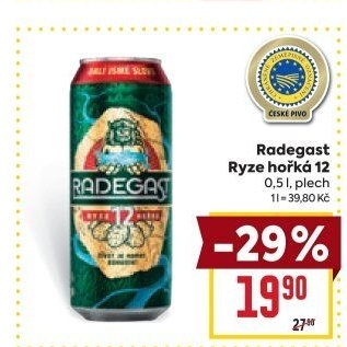 Pivo světlý ležák 12° Ryze hořká Radegast