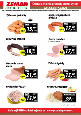 akční leták ZEMAN maso - uzeniny 12.8.2024-17.8.2024