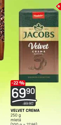 Mletá káva Jacobs Velvet Crema