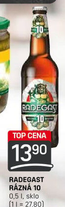 Pivo světlé výčepní Rázná 10° Radegast