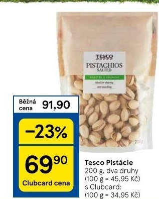 Pražené pistácie Tesco