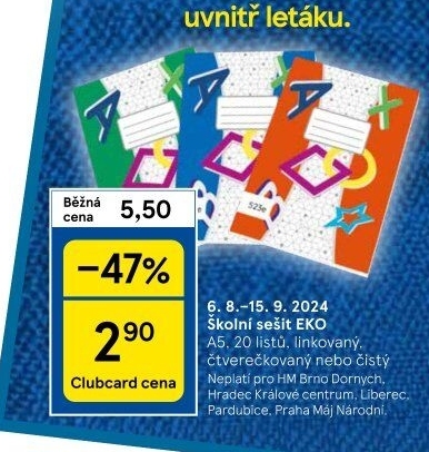 Školní sešit A5 Papírny Brno