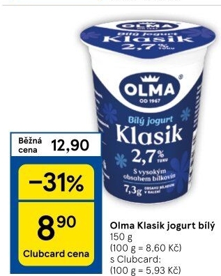 Bílý jogurt Klasik Olma