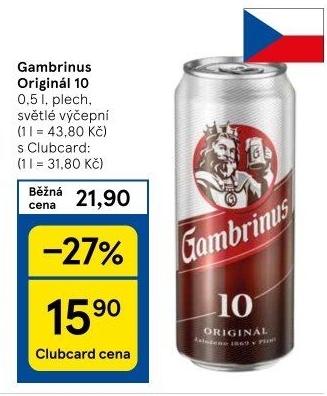 Pivo světlé výčepní Originál 10° Gambrinus