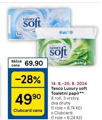 Toaletní papír 3vrstvý Luxury Tesco