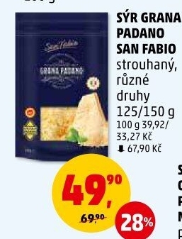 Sýr strouhaný Grana Padano San Fabio