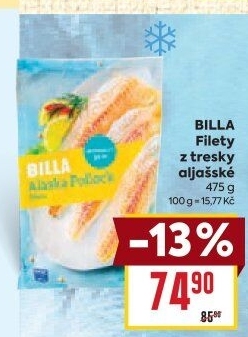 Filety z aljašské tresky mražené Billa