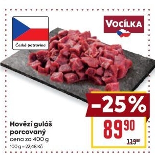Hovězí maso na guláš Vocílka