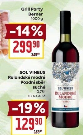 Víno Rulandské modré Sol Vineus - pozdní sběr