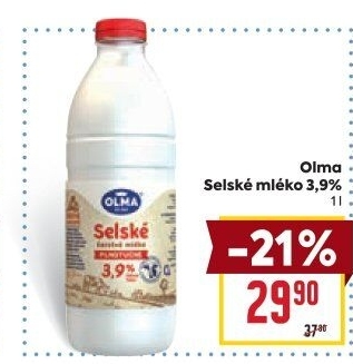 Mléko čerstvé selské Olma - 3,9% plnotučné