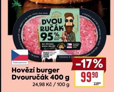 Hovězí burger dvouručák Láďa Grileman Kostelecké uzeniny