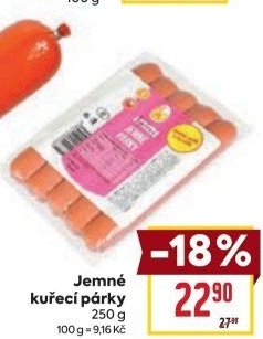 Kuřecí jemné párky DZ Klatovy