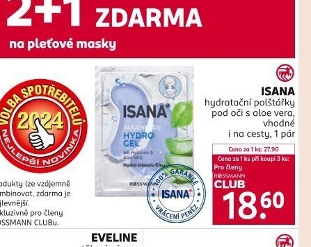 Polštářky pod oči Hydrogel Isana