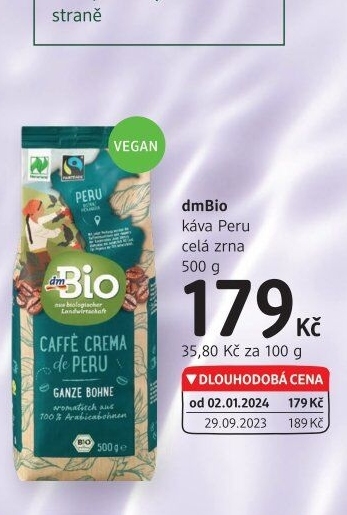 Zrnková káva Peru dm Bio