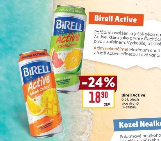 Nealkoholické pivo ochucené Active Birell