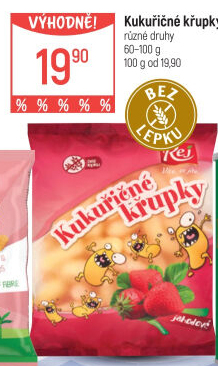 Křupky kukuřičné ochucené bez lepku Rej